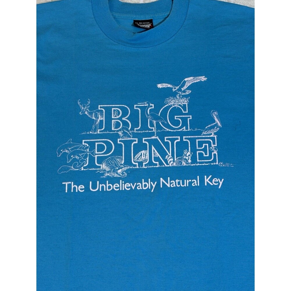 VTG 80s Big Pine Key Florida Island Wildlife USA Made Single Stitch Tee Size XL
